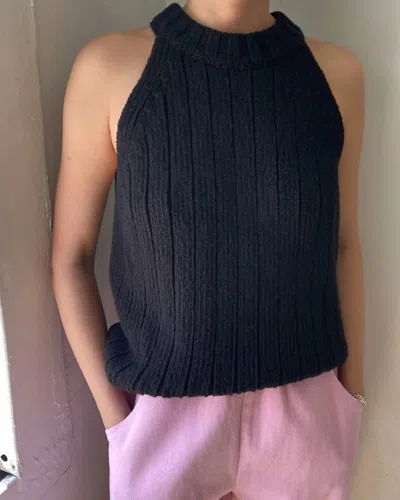 Le Bon Shoppe Claire Cotton Sweater Tank In Black In Black