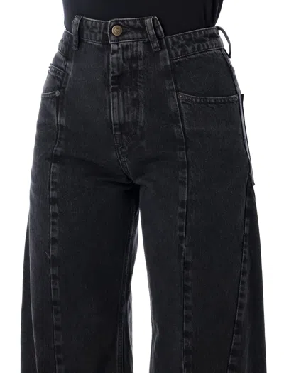 Maison Margiela High-waisted Wide-leg Black Jeans In Black