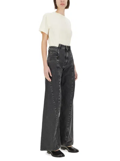 Maison Margiela High-waisted Wide-leg Black Jeans In Black