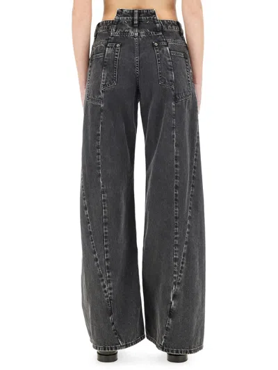 Maison Margiela High-waisted Wide-leg Black Jeans In Black