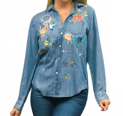 Kyla Seo Sami Denim Shirt In Multi In Blue