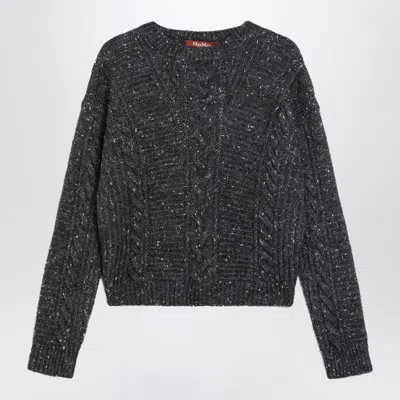 Max Mara Studio Anthracite Boxy Sweater In Alpaca Blend In Black