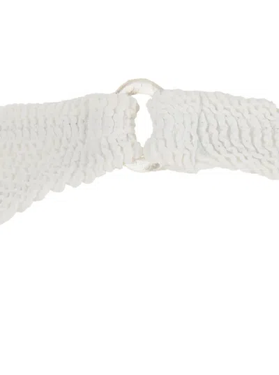 Hunza G 'misty' White Bikini With Fixed Spaghetti Straps And Cut-out With Ring In White