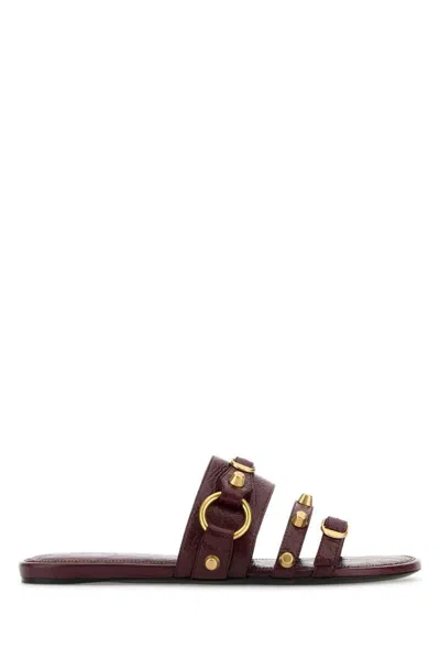 Balenciaga Women Grape Leather City Slippers In Multi