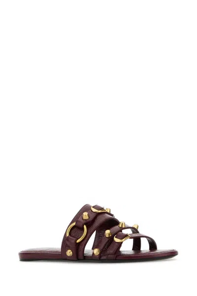 Balenciaga Women Grape Leather City Slippers In Multi