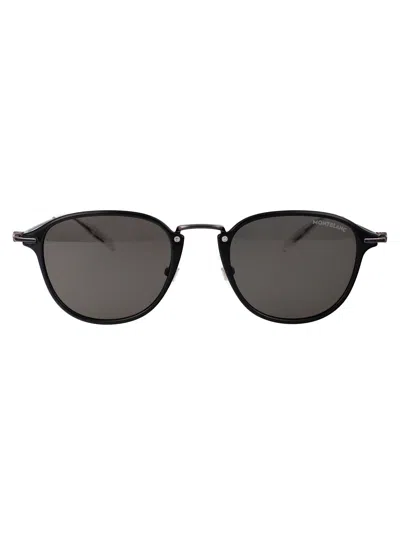 Montblanc Black-ruthenium-grey Metal Sunglasses