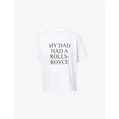 Victoria Beckham Womens White My Dad Had A Rolls-royce Cotton-jersey T-shirt Xl