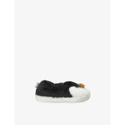 Shoe The Bear Lk/white Kids' Aviaja Penguin Faux-fur Slippers Eur 26 / 8.5 Uk In Animal Print