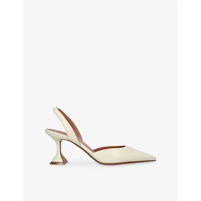 Amina Muaddi Women Holli Leather Slingback Pumps In Neutral