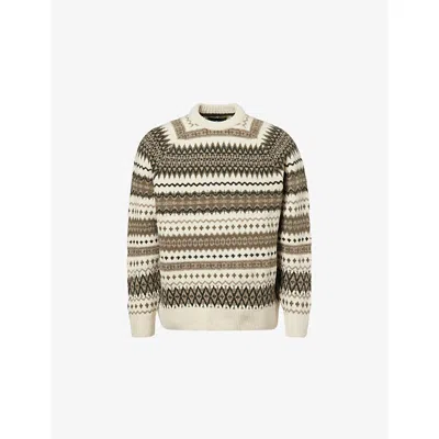 Barbour Mens Whisper White Hase Crewneck Stretch-wool Blend Jumper In Multi