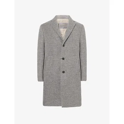 Corneliani Mens Grey Melange Ivory Boucle Padded Wool Blend Overcoat In Gray