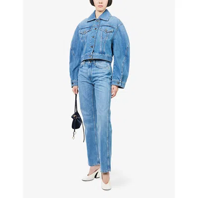 Givenchy Womens Medium Blue Cropped Denim Jacket In Multi