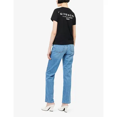 Givenchy Black Crewneck T-shirt With Logo Lettering On Front And Rear In Cotton Woman In Multi