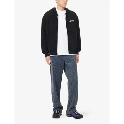 Awake Ny Mens Black Puppy Relaxed-fit Cotton-jersey Hoodie In Multi