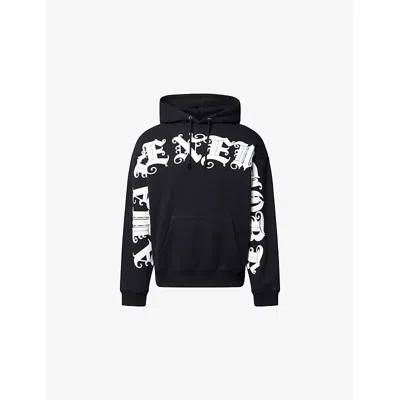 Awake Ny Mens Black Old English Relaxed-fit Cotton-jersey Hoodie In Black