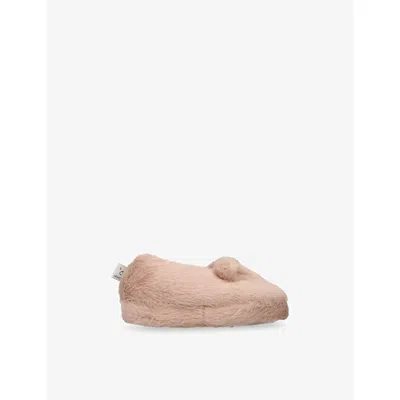 Shoe The Bear Pink Kids' Aviaja Bear Faux-fur Slippers Eur 26 / 8.5 Uk In Pink