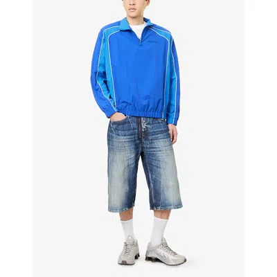 Awake Ny Mens Navy Quarter Zip High-neck Woven Track Jacket In Blue