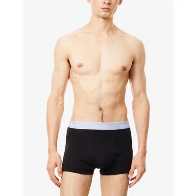 Calvin Klein Mens Royalty Casual Blu Turb Icon Pack Of Three Cotton-jersey Trunks In Black