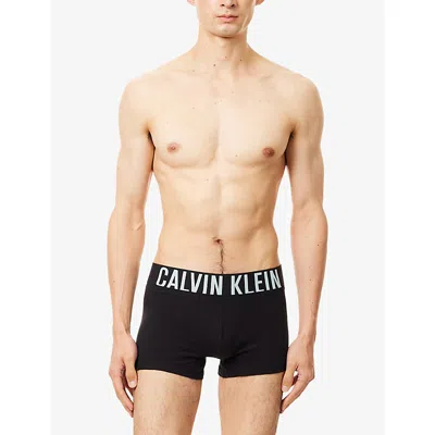 Calvin Klein Mens Wht,aerial,turb Intense Power Pack Of Three Cotton-jersey Trunks Xl In Black
