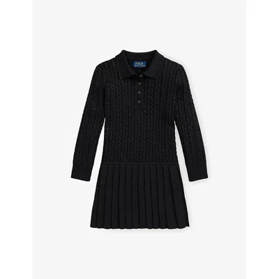 Polo Ralph Lauren Girls 2t-6x Mini-cable Polo Sweater Dress In Black