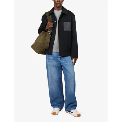 Loewe Mens Black Workwear Leather-pocket Wool And Cashmere Jacket In Black