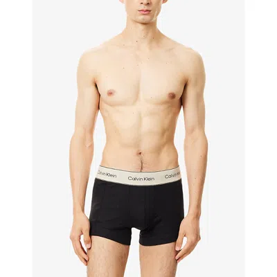 Calvin Klein Mens Black, Black, Black Heritage Branded Pack Of Three Stretch-cotton Trunks In Black