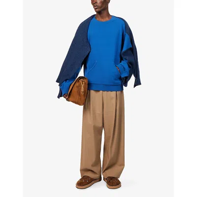 Loewe Mens Blue/dark Blue Trompe L'oeil Layered Wool Blend Sweater Xl In Blue