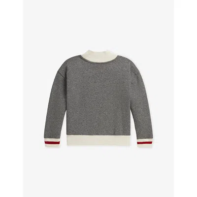 Polo Ralph Lauren Girls 7-16 Flag Mock Neck Sweatshirt In Gray