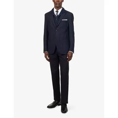 Corneliani Mens Navy Blue Notched-collar Removable-bib Wool Jacket In Blue