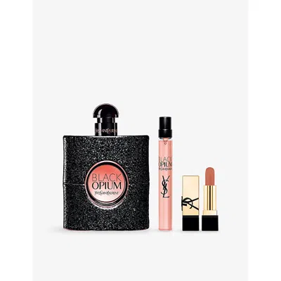 Saint Laurent Black Opium Eau De Parfum And Rouge Pur Couture Lipstick Gift Set In Transparent