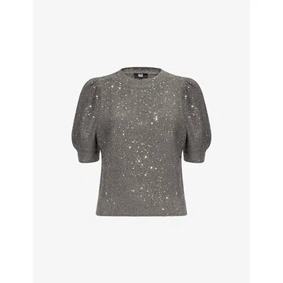 Paige Womens Grey Gladiolus Sequin-knit Jumper In Black