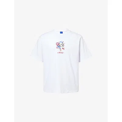 Awake Ny Mens White Elephant Crewneck Cotton-jersey T-shirt In Animal Print