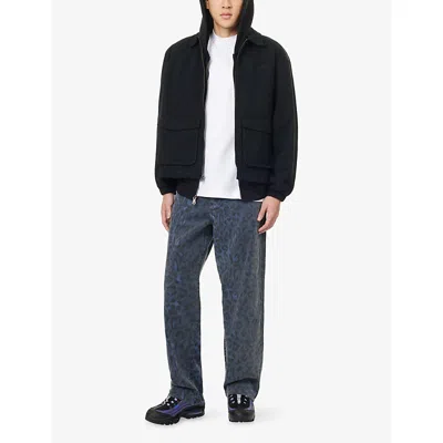 Awake Ny Mens Black Coaches Relaxed-fit Denim Jacket In Animal Print