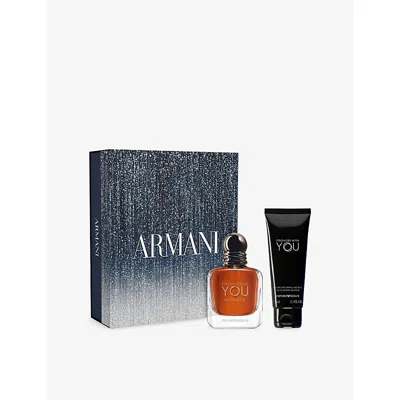 Giorgio Armani Womens Stronger With You Intensely Eau De Parfum And Shower Gel Set In Multi