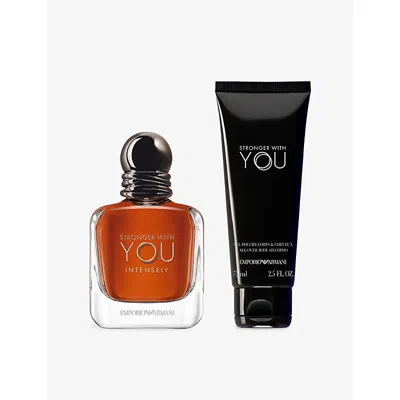 Giorgio Armani Womens Stronger With You Intensely Eau De Parfum And Shower Gel Set In Multi