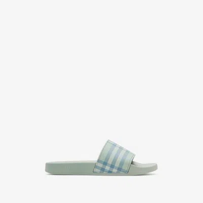 Burberry Check Slides In Green