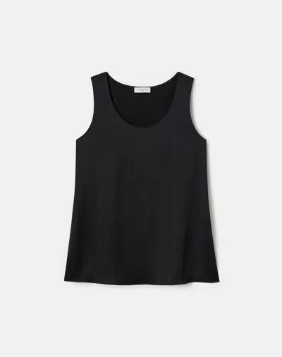 Lafayette 148 Noir Satin Sleeveless Blouse In Black