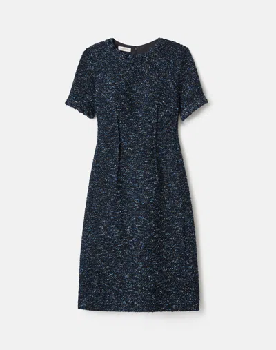Lafayette 148 Cosmos Bouclé Tweed Crochet Trim Sheath Dress In Blue