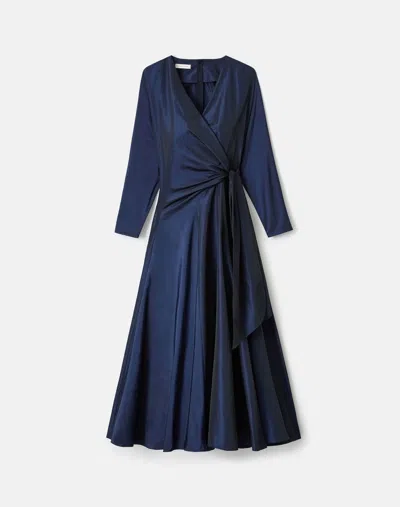 Lafayette 148 Taffeta Tie Wrap Dress In Blue