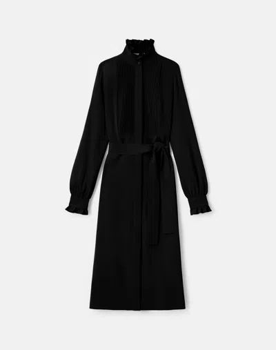 Lafayette 148 Organic Silk Georgette Belted Tuxedo Dress In Black