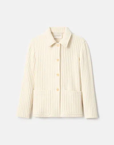Lafayette 148 Lofty Merino Wool-cashmere Patch Pocket Jacket In Neutral