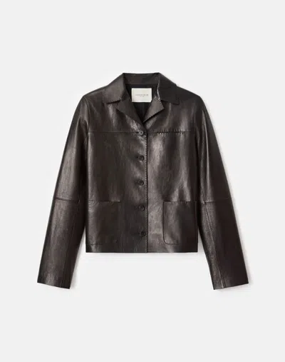 Lafayette 148 Nappa Lambskin Leather Patch Pocket Jacket In Black
