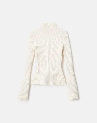 Lafayette 148 Merino Wool-cashmere Ribbed Bell Sleeve Sweater In Multi