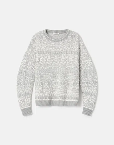Lafayette 148 Merino Wool-cashmere Fair Isle Sweater In Gray