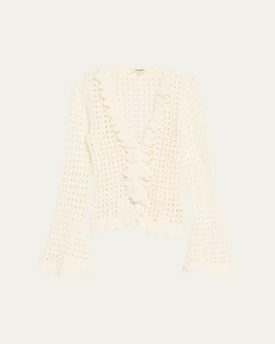 L'agence Solaris Open Stitch Cardigan Ivory In White