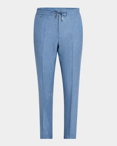 Stefano Ricci Men's Drawstring Pull-on Pants In Blue