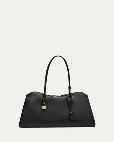 Stella Mccartney Stella Ryder Open Tote Bag In Grainy Embossed Eco Vegan Leather In Black