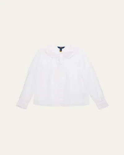 Ralph Lauren Girl's Ruffled Cotton Voile Top In White