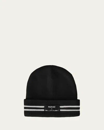 Mackage X Roller Rabbit X Roller Rabbit Kid's Logo-patch Beanie In Black
