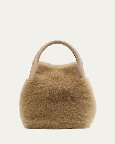 Loro Piana Bale Micro Plush Shearling Top-handle Bag In Pattern